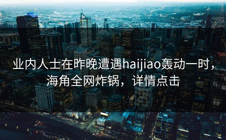 业内人士在昨晚遭遇haijiao轰动一时，海角全网炸锅，详情点击
