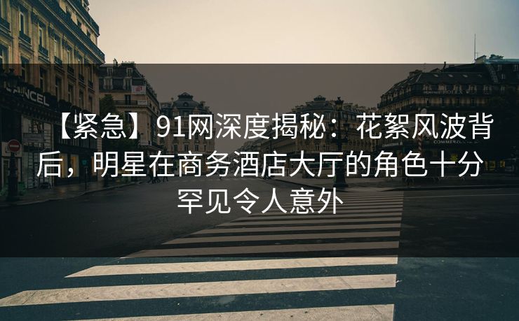 【紧急】91网深度揭秘：花絮风波背后，明星在商务酒店大厅的角色十分罕见令人意外  第1张