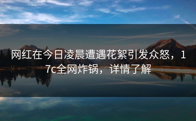 网红在今日凌晨遭遇花絮引发众怒，17c全网炸锅，详情了解