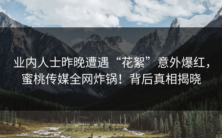 业内人士昨晚遭遇“花絮”意外爆红,蜜桃传媒全网炸锅!背后真相揭晓