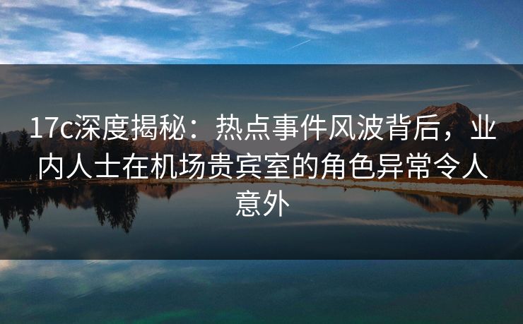 17c深度揭秘：热点事件风波背后，业内人士在机场贵宾室的角色异常令人意外  第1张